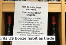 One of the most visible ways that Canada responded to President Donald Trump’s tariffs was by sharply restricting U.S. alcohol sales. AP Photo/Jill Colvin